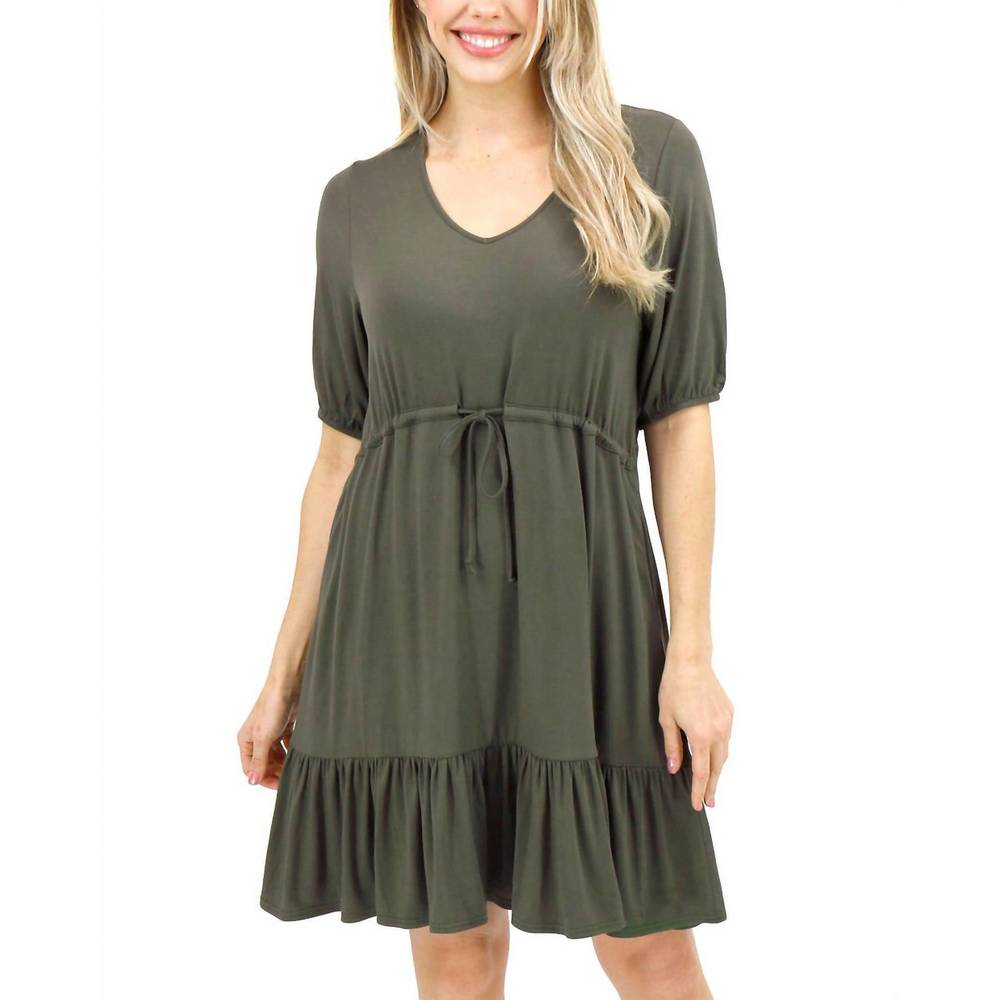 NEW GRACE AND LACE modal waist tie dress in olive